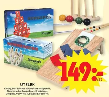 Burkspel, Nummerkub, Cornhole och Krocketspel