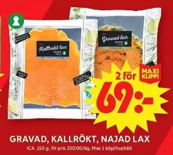 GRAVAD, KALLRÖKT, NAJAD LAX