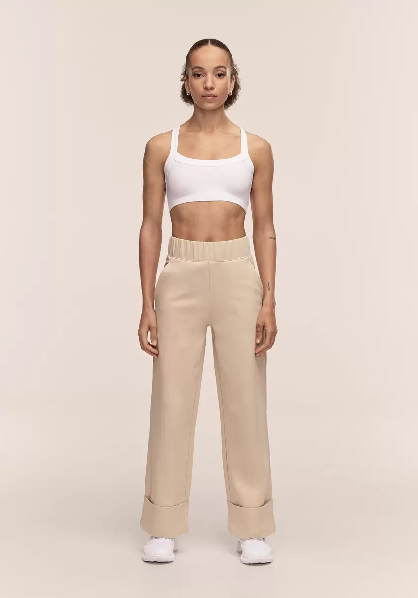 Aria Turn Up Straight Jogger - Ecru