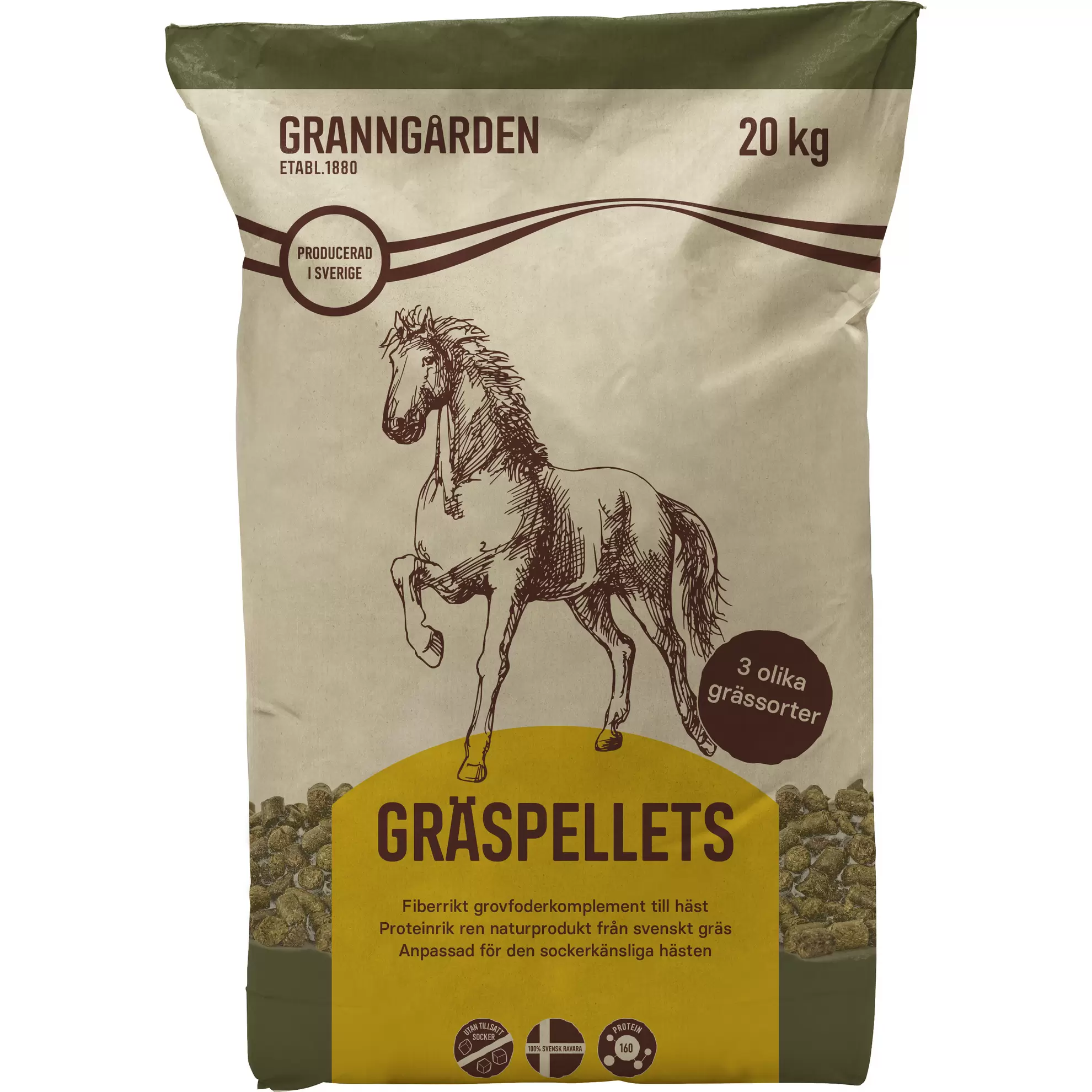 Hästfoder Granngården Gräspellets 20kg