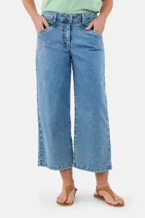Capri Jeans - Blå - Broderidetalje