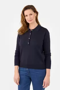 Strik Polo - Navy - Perleknapper
