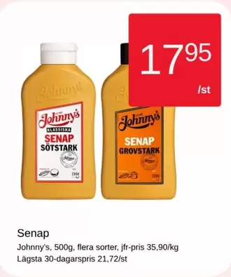 Johnny's - Senap Sötsärk / Senap Grovstärk