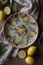 Tallrik - Mosaik - Citroner - Ø26,5 cm