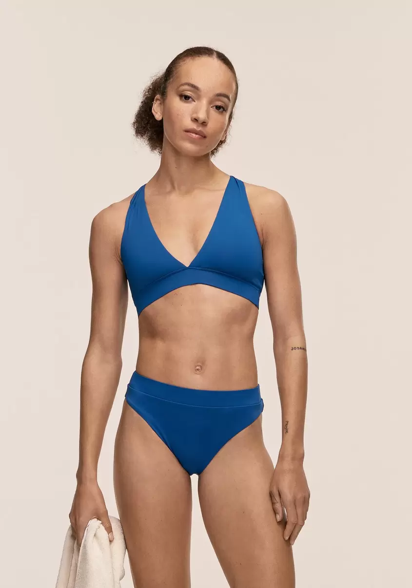 V-Neck Crossback Bikini Top - Blue Teal