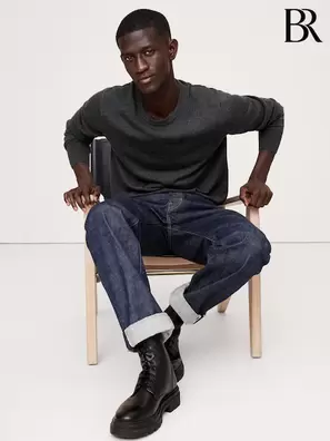 Grå - Banana Republic Italiensk Merino Rund hals Jumper
