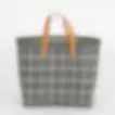 RAFFIA Bag checked L, grey/natural