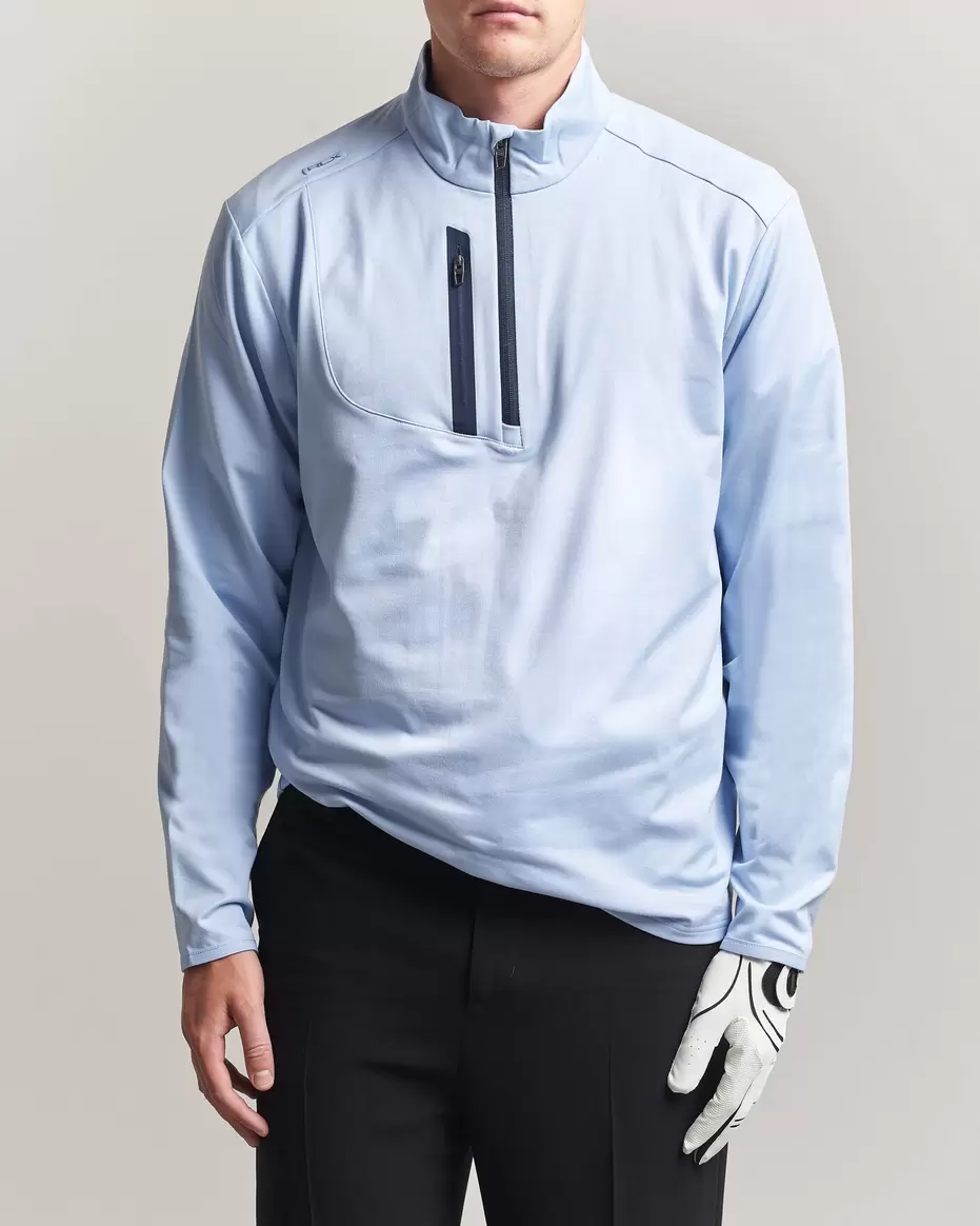 Luxury Jersey Half Zip Pebble Blue