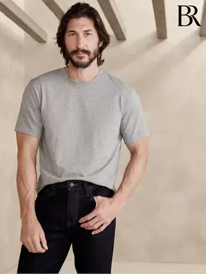 Grå - Banana Republic Autentisk SUPIMA Rund hals T-shirt