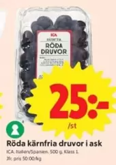 Röda kärnfria druvor