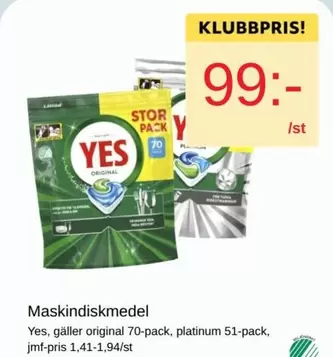 Yes - Maskindiskmedel