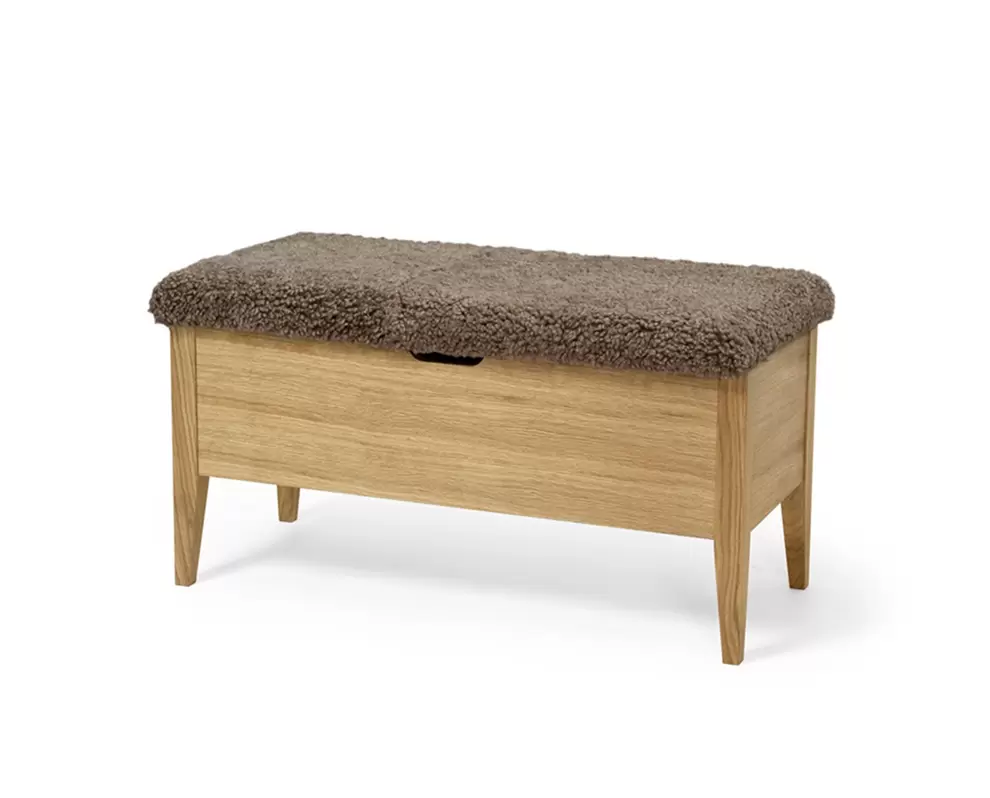 Klinte Bänk 90 | Oljad Ek | Fårskinn Beige