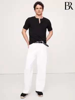 Svart - Banana Republic Slim Soft Wash Henleys T-shirt