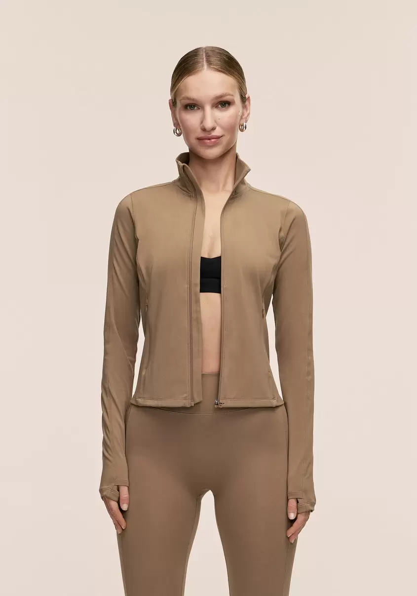 Soft Touch Zip Jacket - Light Khaki