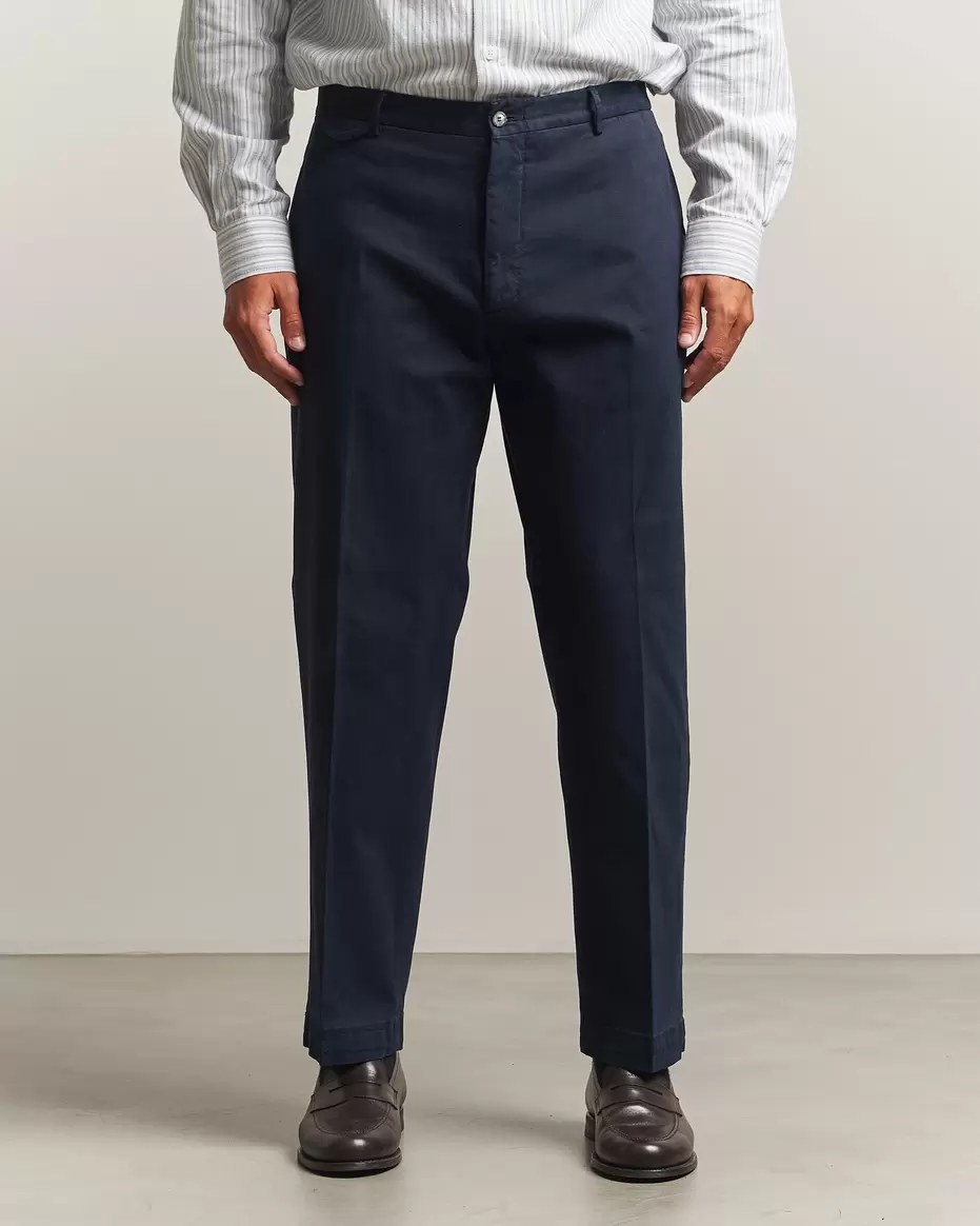 Washed Cotton Trousers Navy