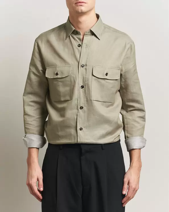 Cotton/Linen Overshirt Olive