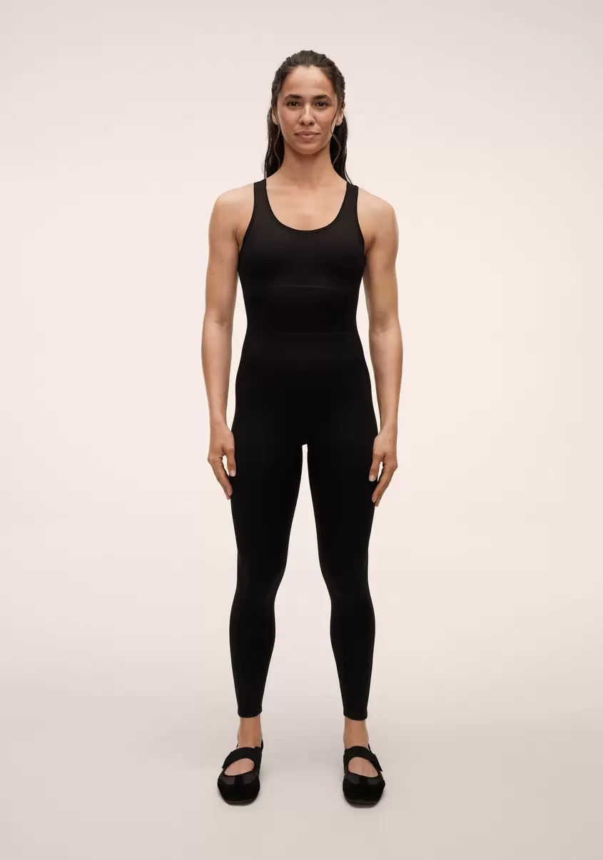 Mesh Back Figure Catsuit - Black