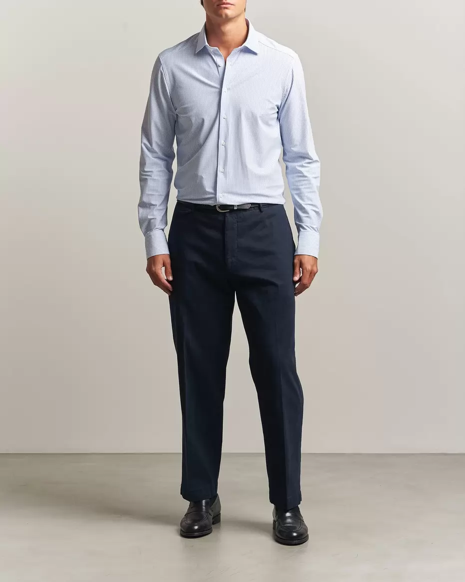 Slimline Active Stretch Striped Shirt Light Blue