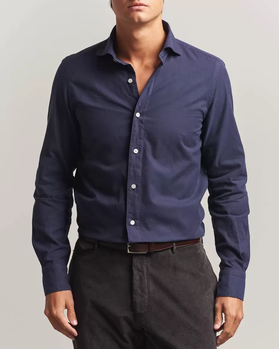 Gaeta Flannel Sport Shirt Navy