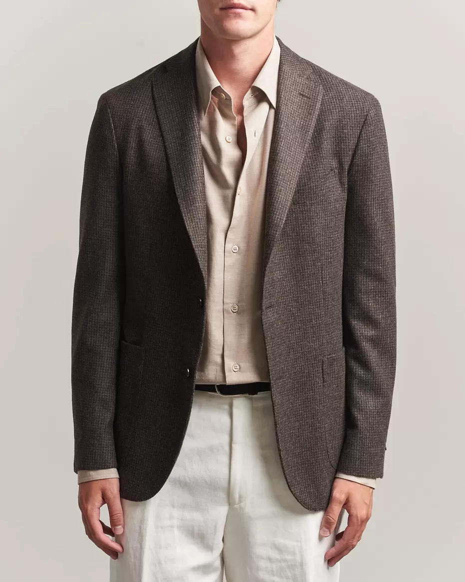 K Jacket Wool Houndstooth Blazer Dark Brown