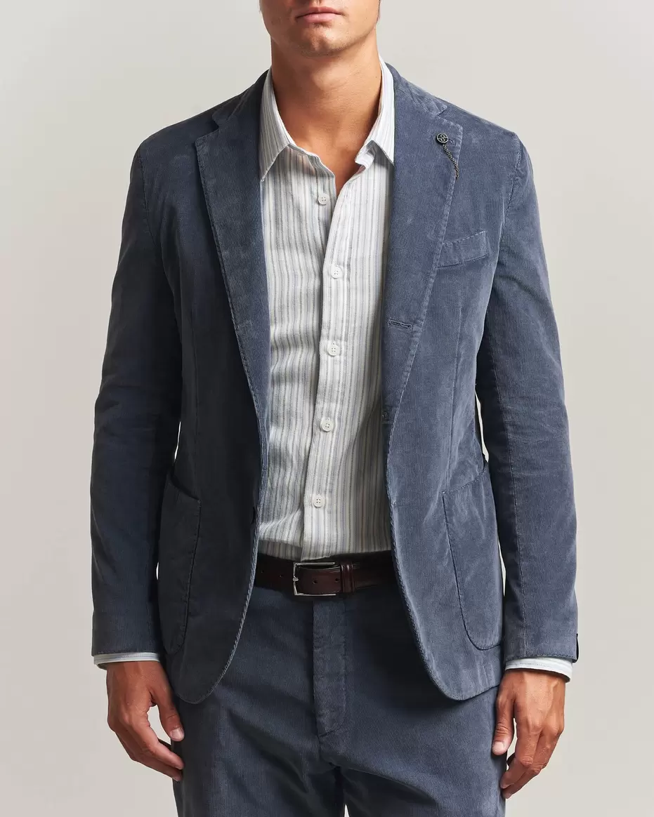 Corduroy Patch Pocket Blazer Iron Blue