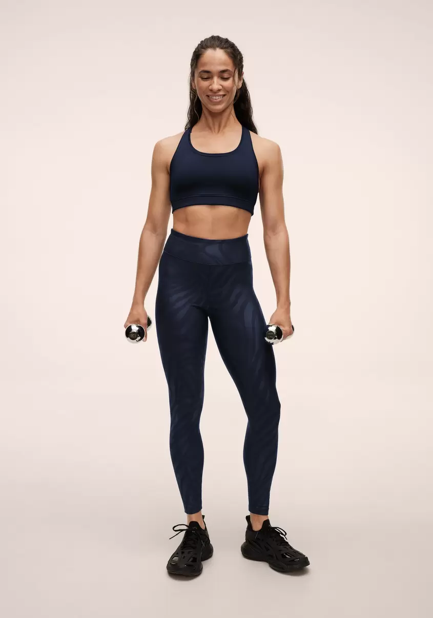 Heat Printed High Waist Tights - Zebra Navy