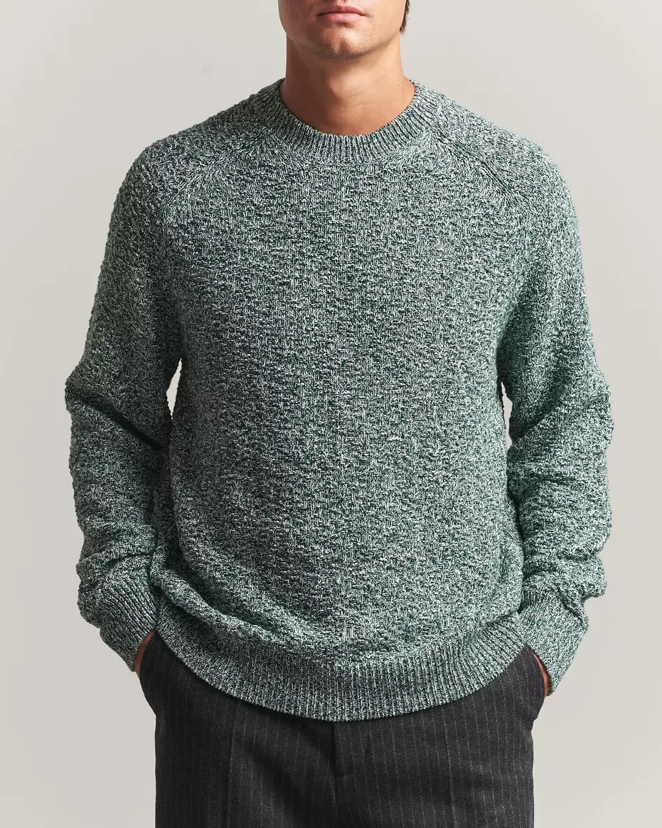 Knitted Crew Neck Sweater Green Melange