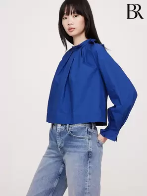 Blå - Banana Republic Poplin Slips-Back Top