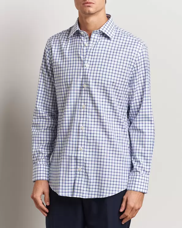 Slim Fit Non Iron Grid Check Shirt Royal Blue