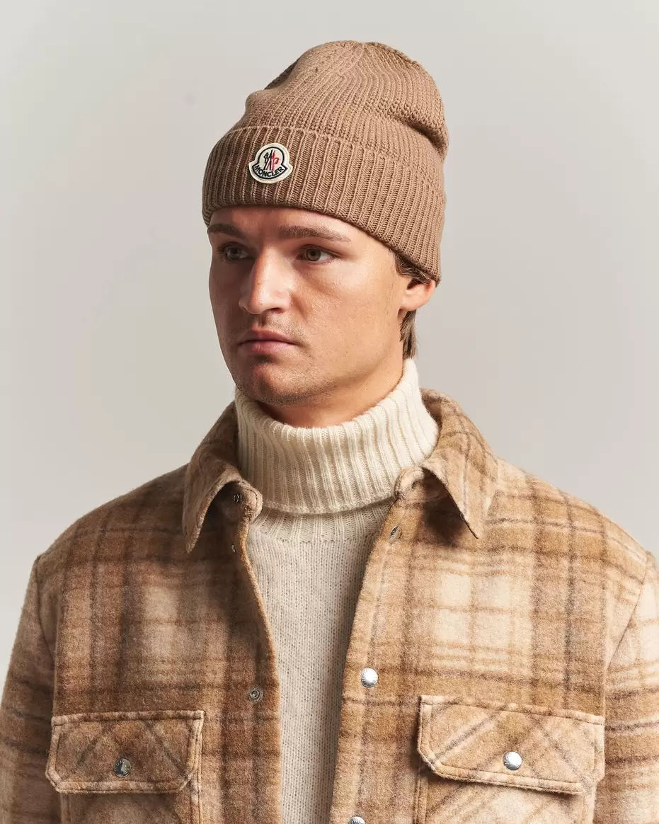 Rib Wool Beanie Brown