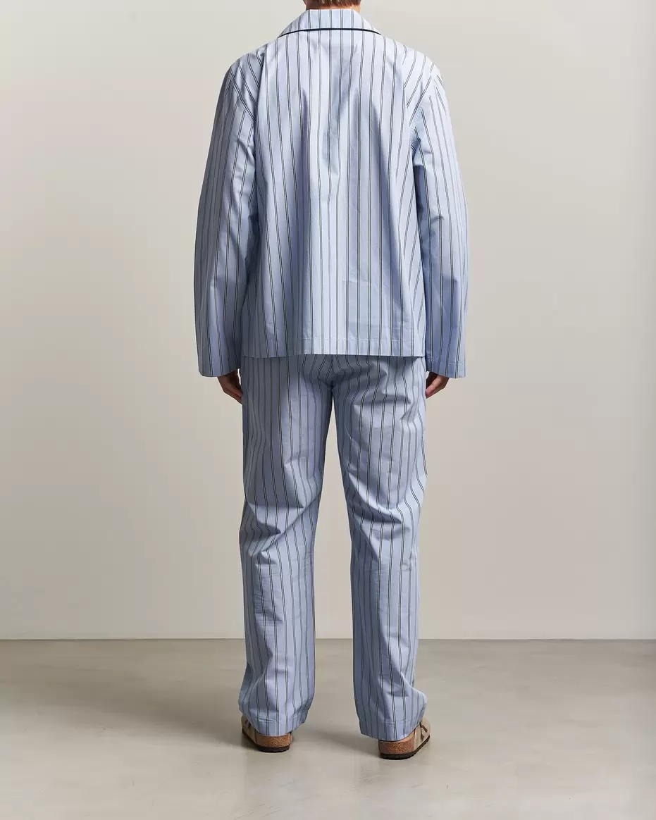 Poplin Striped Pyjama Set Light Blue