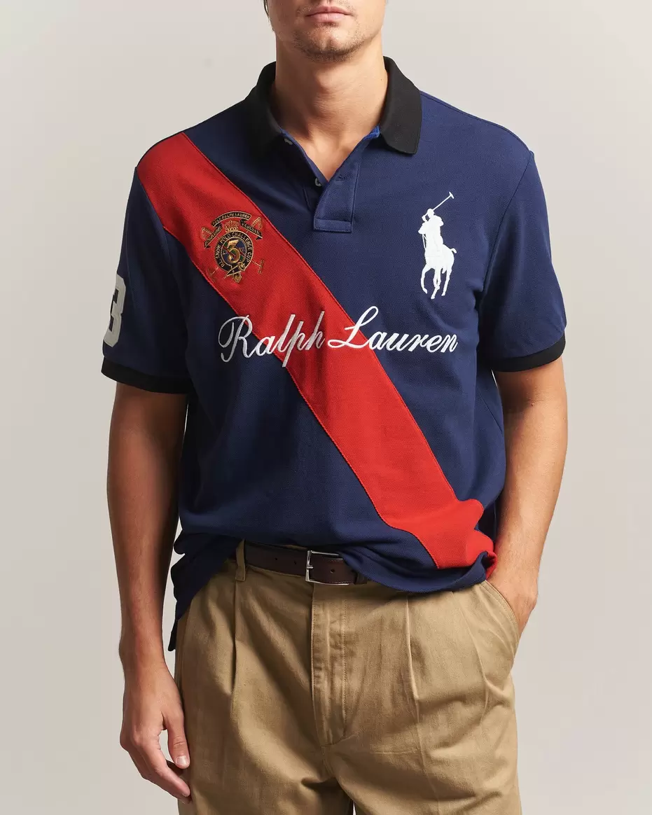 Classic Fit Diagonal Stripe Polo Newport Navy