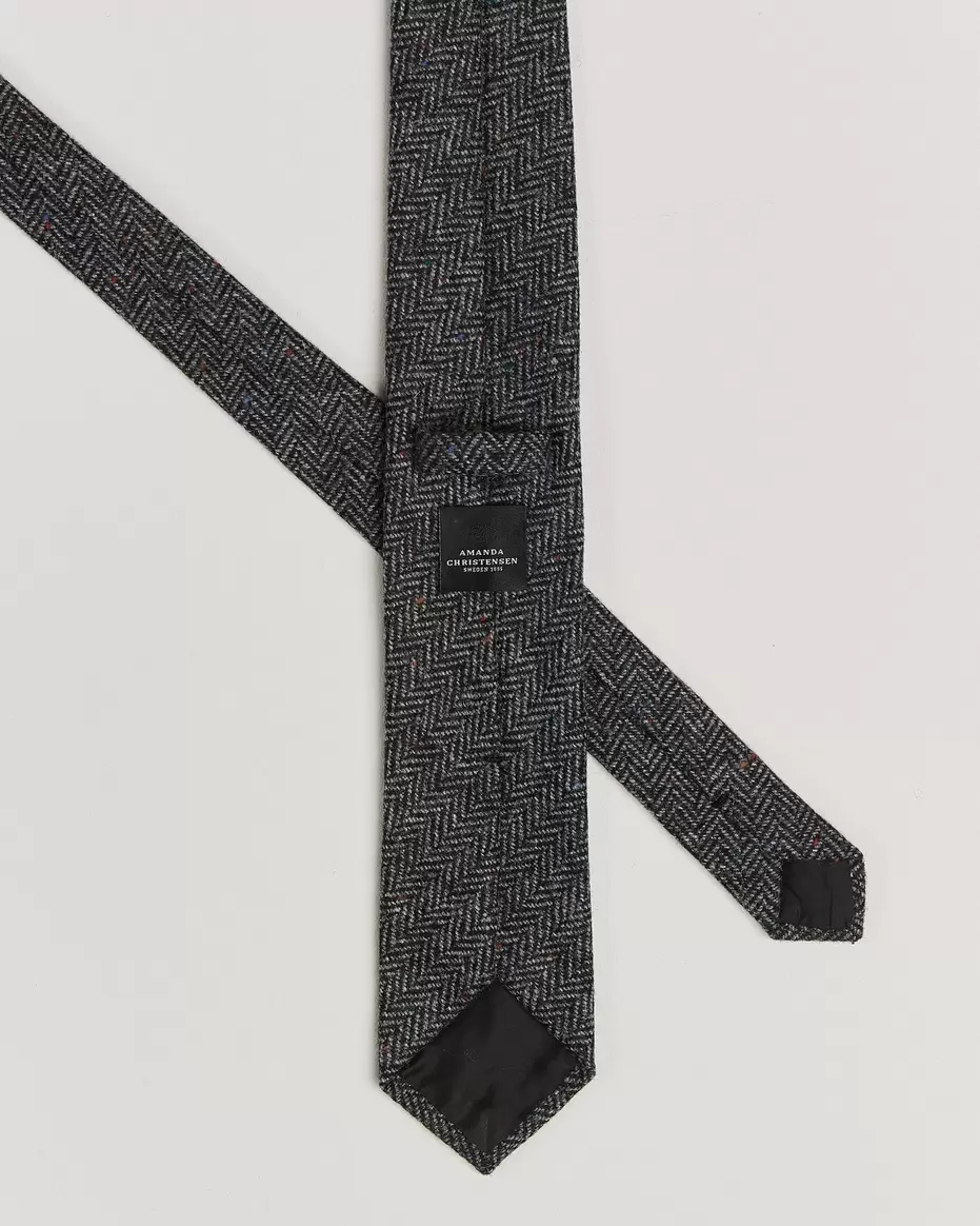 Wool Herringbone 8cm Tie Grey