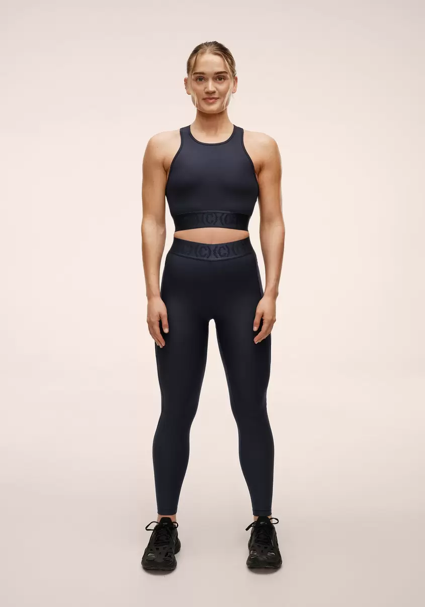 Logo Elastic High Waist Tights - Core Blue
