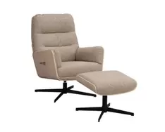 Broderick Fåtölj + Fotpall | Mellanbeige/Vitpigmenterad Ek