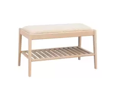 Garrick Sittbänk | Vitpigmenterad Ek/Beige Fårskinnslook