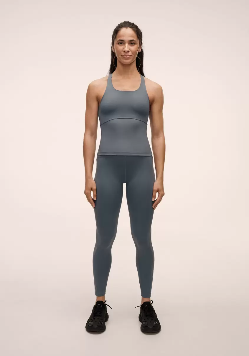 Brace Rib High Waist Tights - Mirage Blue