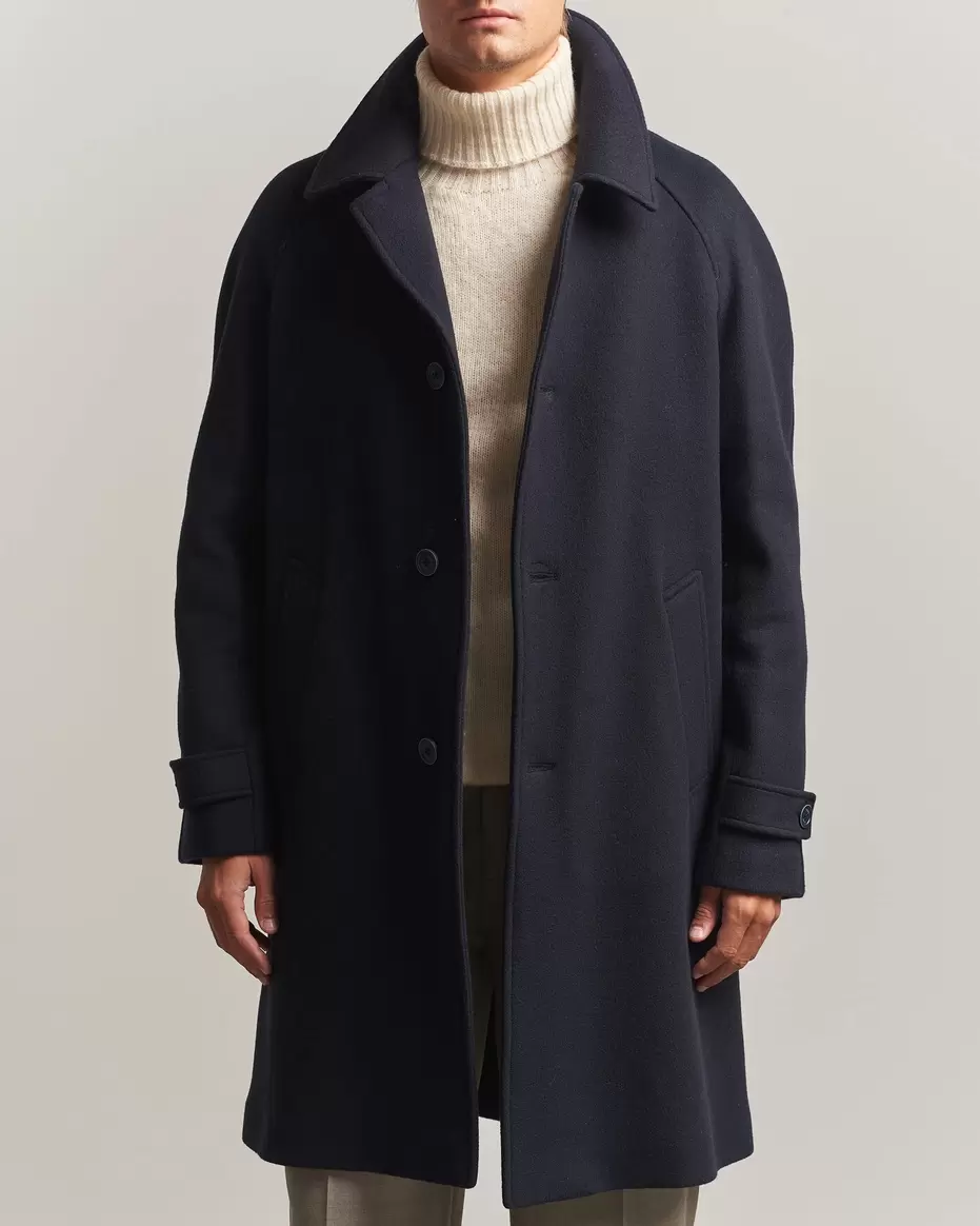Raglan Wool Coat Navy