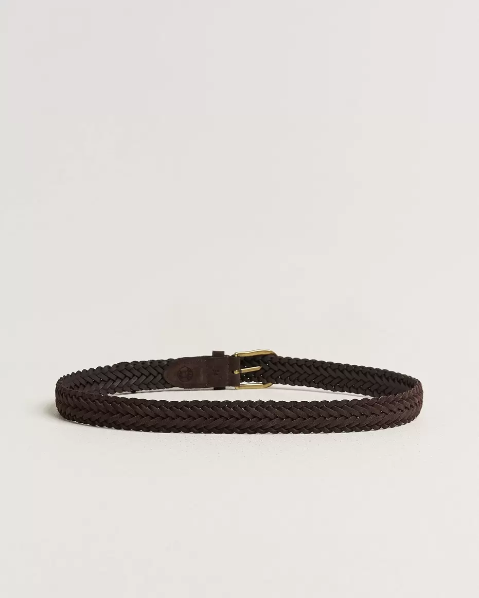 Suede Braided Belt Dark Brown
