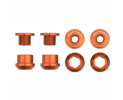Drevbultar Wolf Tooth Set of 4 Chainring Bolts+Nuts for 1X Aluminum Orange