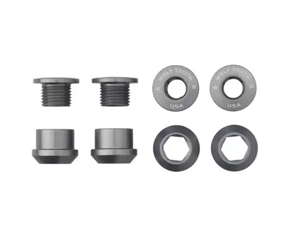 Drevbultar Wolf Tooth Set of 4 Chainring Bolts+Nuts for 1X Aluminum Grey