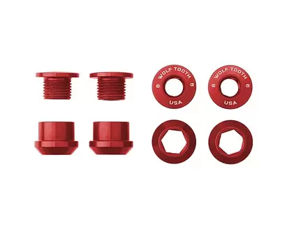 Drevbultar Wolf Tooth Set of 4 Chainring Bolts+Nuts for 1X Aluminum Red