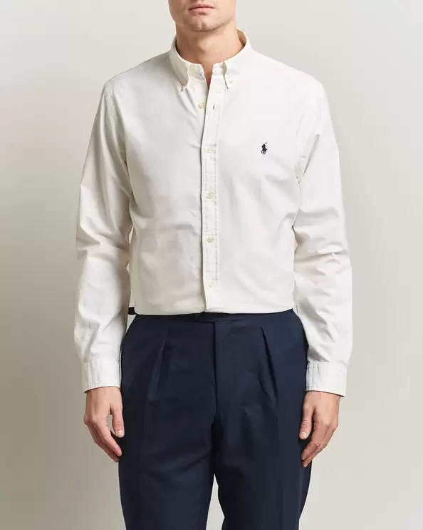 Slim Fit Garment Dyed Oxford Shirt White