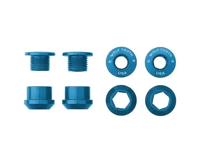 Drevbultar Wolf Tooth Set of 4 Chainring Bolts+Nuts for 1X Aluminum Blue