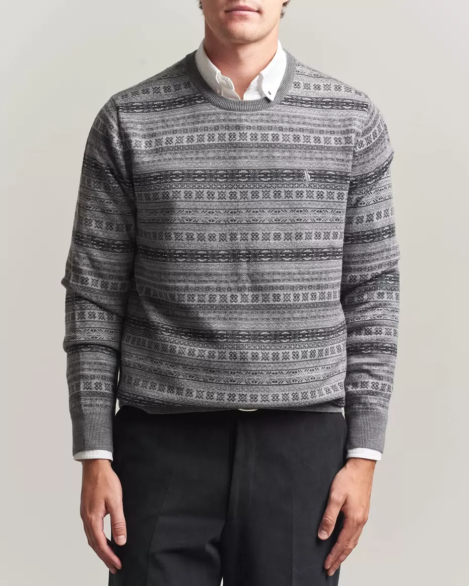Fair Isle Merino Sweater Grey Combo
