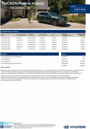 Hyundai-katalog i Skellefteå | Hyundai Prislista TUCSON Plug-in Hybrid | 2025-03-31T00:00:00.000Z - 2026-03-31T00:00:00.000Z