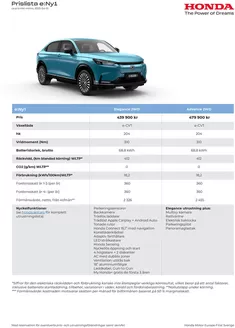 Honda-katalog i Linköping | Honda e:Ny1 prislista | 2025-06-11T00:00:00.000Z - 2026-06-11T00:00:00.000Z