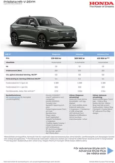 Honda-katalog i Kalmar | Honda HR-V prislista | 2025-09-09T00:00:00.000Z - 2026-09-09T00:00:00.000Z