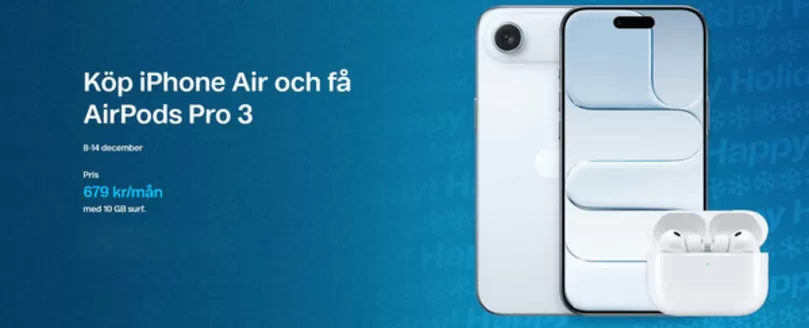 Telenor-katalog i Stockholm | Köp iPhone Air och få AirPods Pro 3! | 2025-12-12T00:00:00.000Z - 2025-12-26T00:00:00.000Z