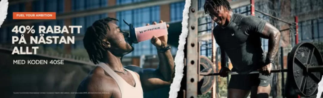 Myprotein-katalog i Huddinge | 40% rabatt på nästan allt! | 2025-12-12T00:00:00.000Z - 2025-12-26T00:00:00.000Z